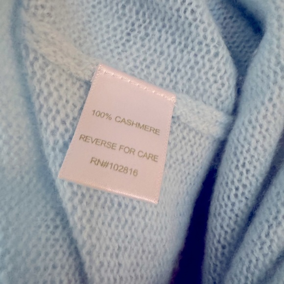 Garnet Hill 100% Cashmere Baby Blue Tie Front Cardigan Women’s Size Large. - Picture 2 of 6